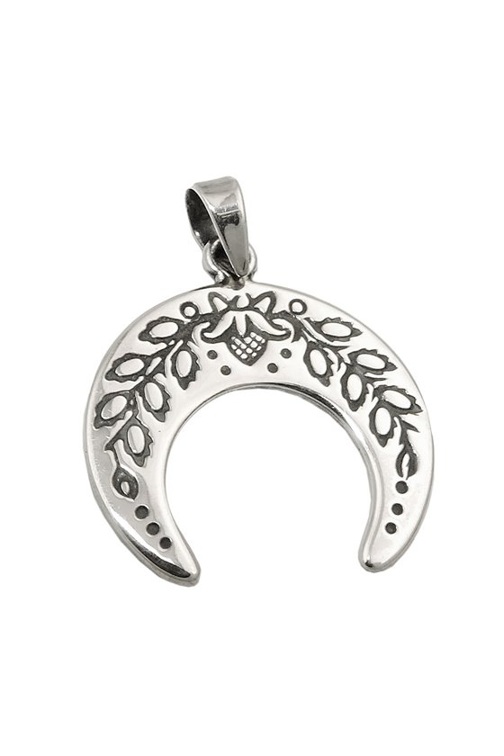 PENDANT CRESCENT MOON OXID. SILVER 925