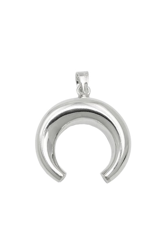 PENDANT CONVEX MOON POLISHED SILVER 925