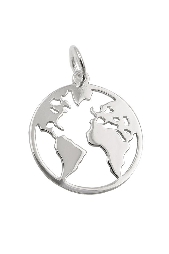 PENDANT WORLD ATLAS POLISHED SILVER 925