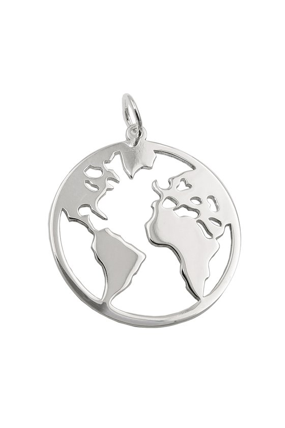 PENDANT WORLD ATLAS POLISHED SILVER 925