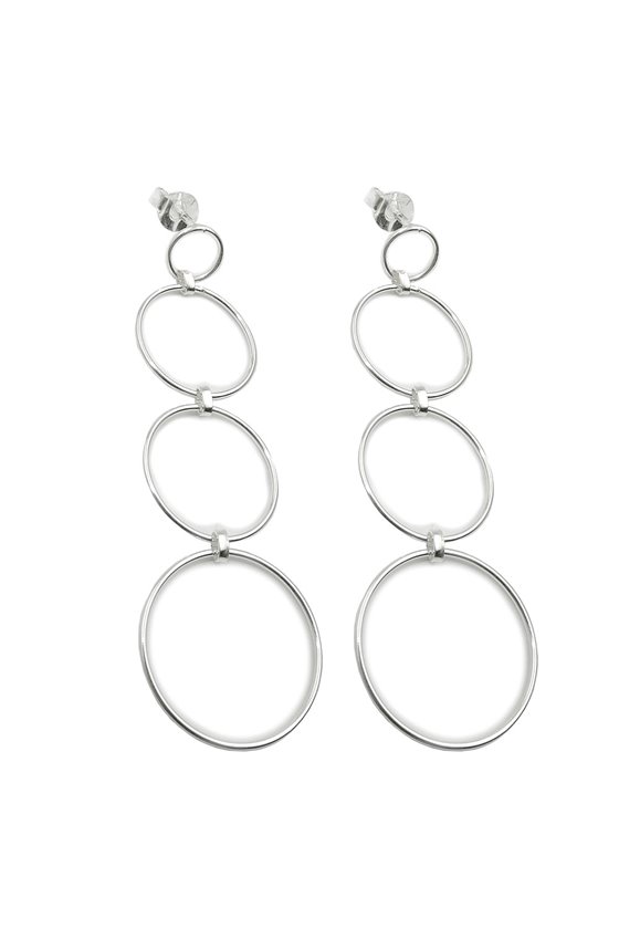 STUD EARRING 4 RINGS MOVEABLE SILVER 925