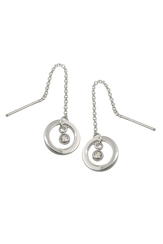 THREAD EARRINGS RING+ZIRCONIA SILVER 925