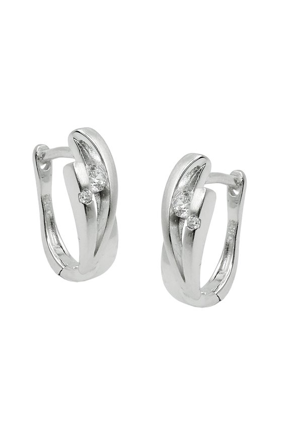 HOOP EARRINGS WITH ZIRCONIA SILVER 925