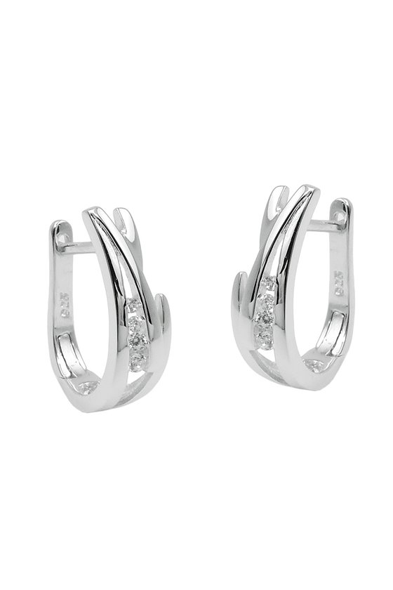 HOOP EARRINGS WITH ZIRCONIA SILVER 925