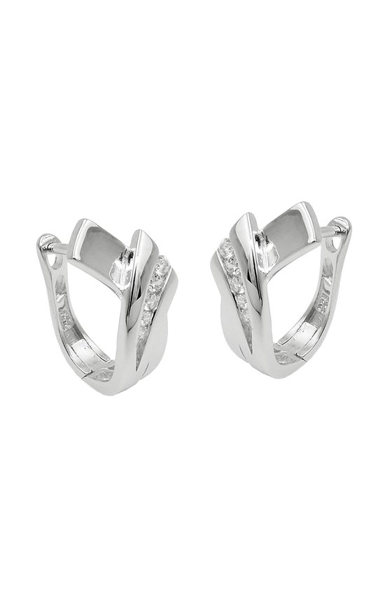 HOOP EARRINGS WITH ZIRCONIA SILVER 925