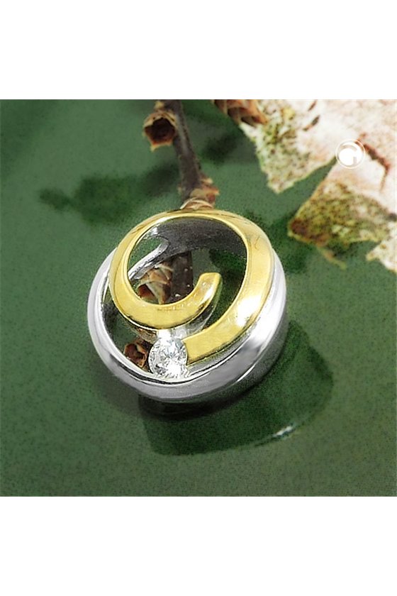 PENDANT CIRCLE 2-TON ZIRCONIA SILVER 925