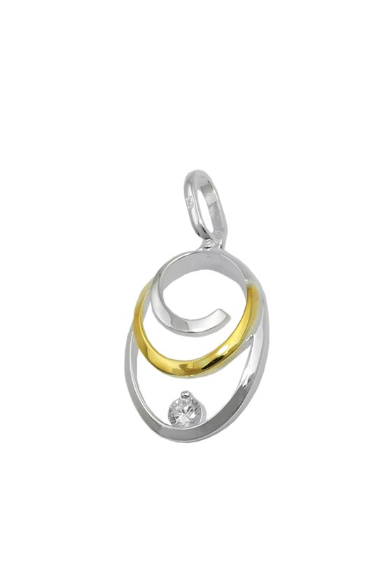 PENDANT 2 CIRCLES 2-TON SILVER 925