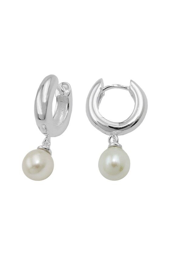 HOOP EARRINGS WITH PEARL SILVER 925
