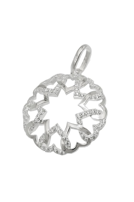 PENDANT CIRCLE HEART ZIRCONIA SILVER 925