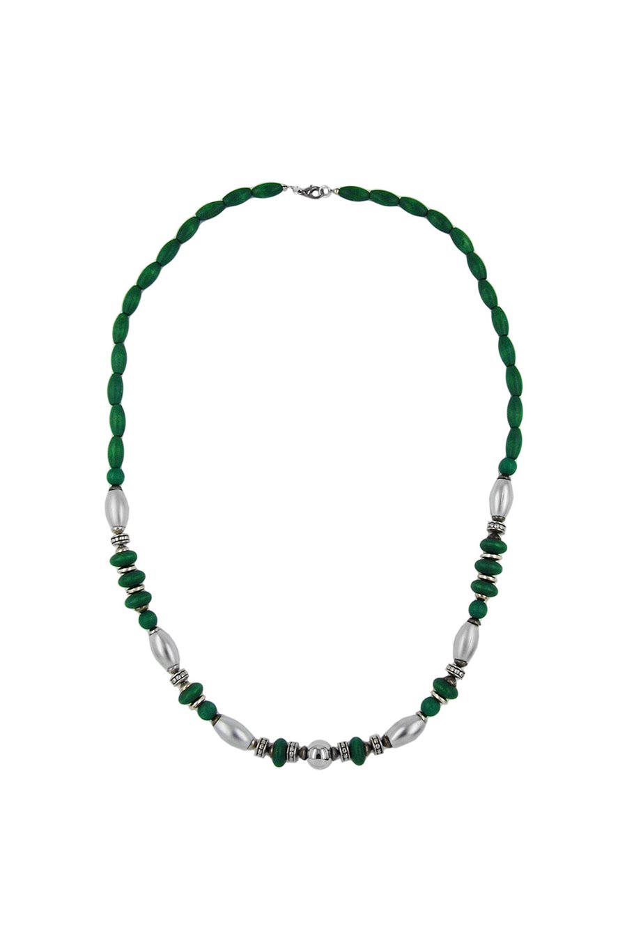 NECKLACE WOOD GREEN CHROME MATTE