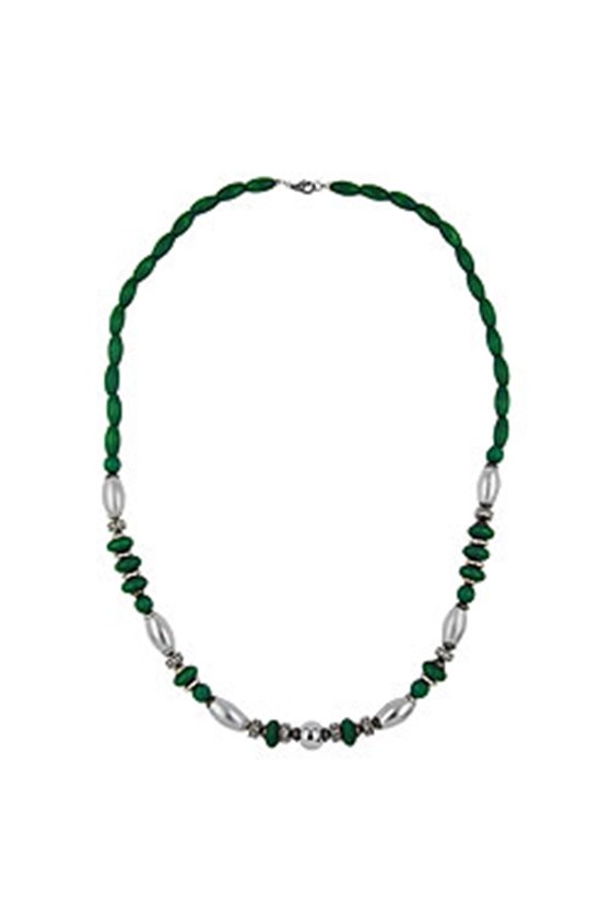 NECKLACE WOOD GREEN CHROME MATTE