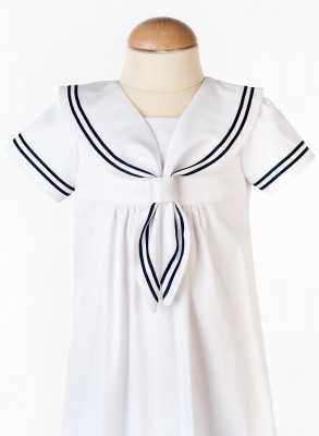 Christening gown with sort sleeve in sailor look for boys and girls. 