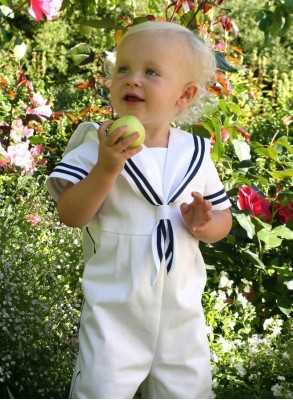 White Christening suite Grace of Sweden - Sailor suite for baby