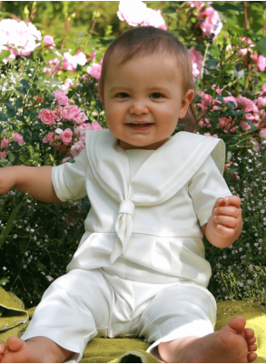Off white Baptism suite, Christening suite for boys - Sailor suite for baby
