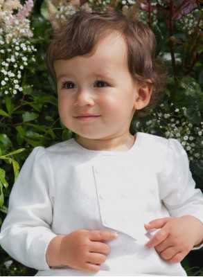 White Christening gown for boys With brocade vest