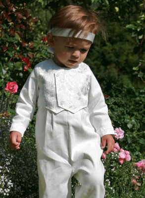 Baptism suite, Christening suite for boys with brocade vest Grace of Sweden,