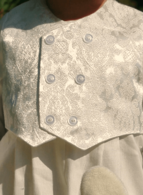 Baptism suite, Christening suite with brocade vest in off white, Grace of Sweden,