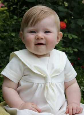 Off white Christening gown in sailor look for baby girls