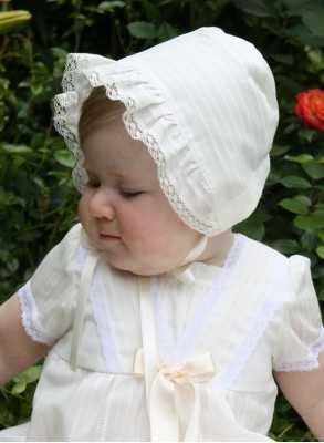 Christening Bonnet Grace-Old memories in off white cotton batist from Grace of Sweden