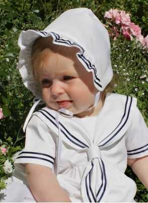Christening bonnet in sailor look from Grace of Sweden