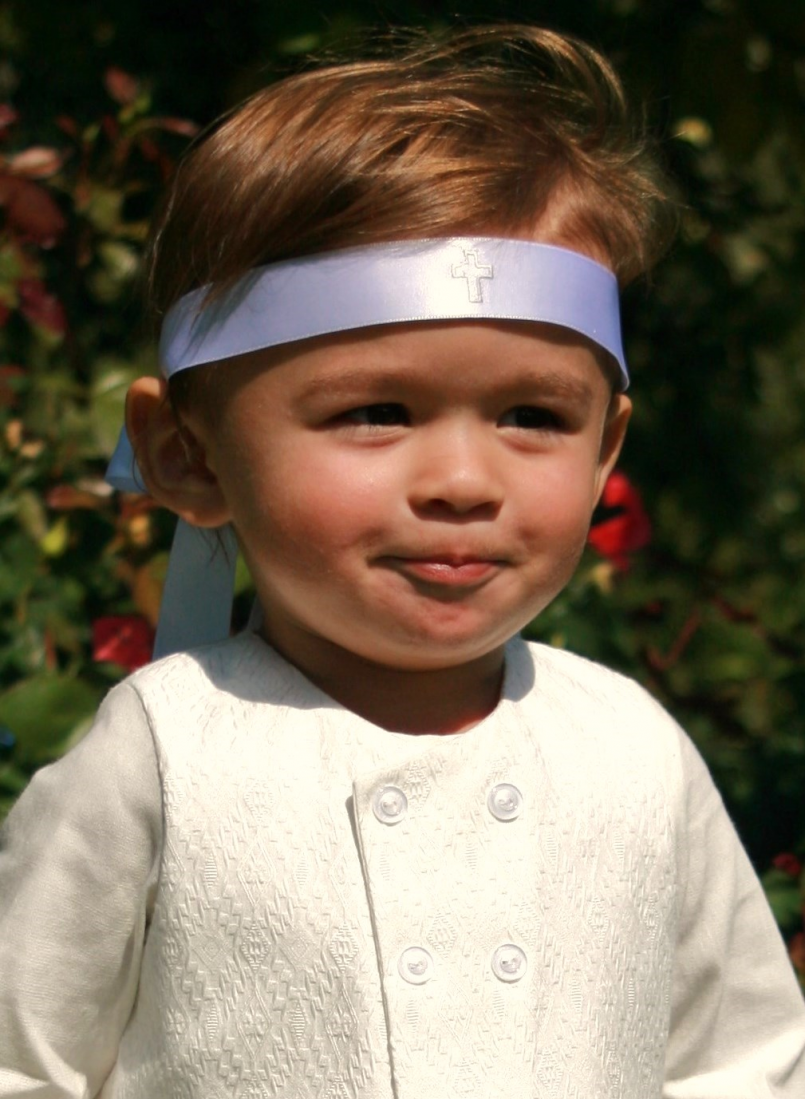 Headband for Orthodox baptism with silver cross - Grace of Sweden