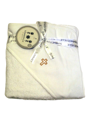 Bath cape / towel with gold cross for Orthodox Baptism - Grace of Sweden