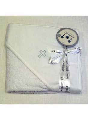 Bath cape / towel with silver cross for Orthodox Baptism - Grace of Sweden