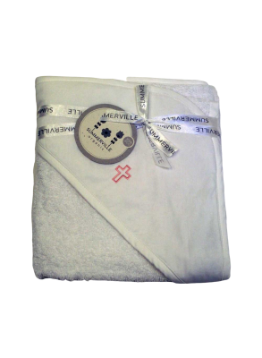 Bath cape / towel with baby pink cross for Orthodox Baptism - Grace of Sweden