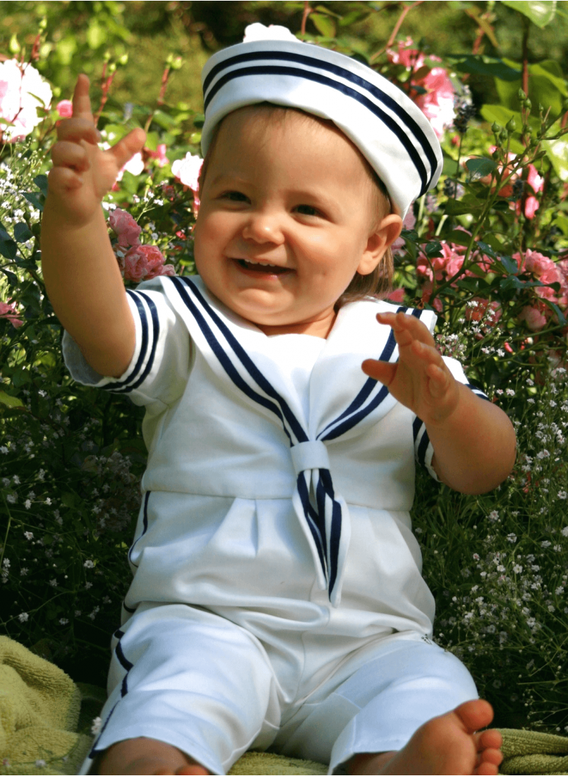 Baptism suite from Grace of Sweden - White sailor suite with sailor hat