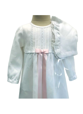 Christening gown with long sleeve and bonnet