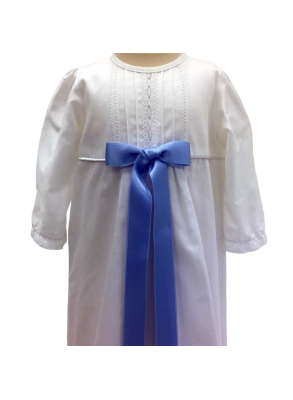 Christening gown - In white cotton satin for boy