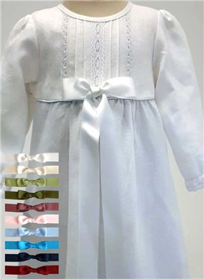 Christening gown - Grace of Sweden - White with long sleeve in linen. 