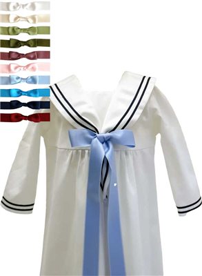 Christening gown with 10 choices of bow, in sailor style. Grace of Sweden