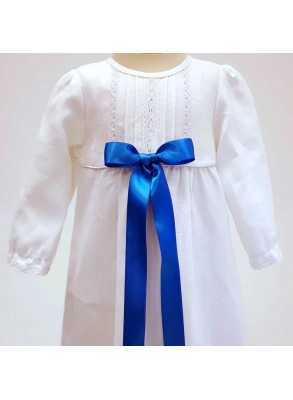 Christening gown - Grace of Sweden - White with long sleeve in linen for boy
